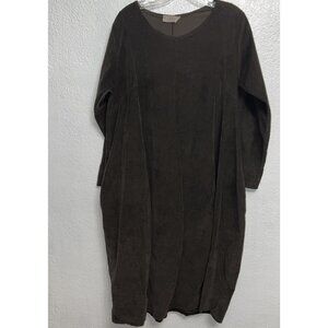 SAGA Made in Italy 100% Cotton Pumpkin Dress Brown Scoop Neck Knee Length